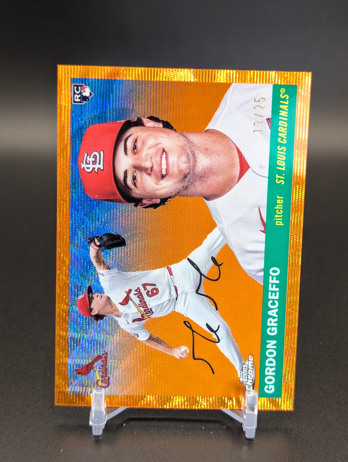 2025 Topps Chrome Platinum #376 Gordon Graceffo Orange Wave Refractors #/25
