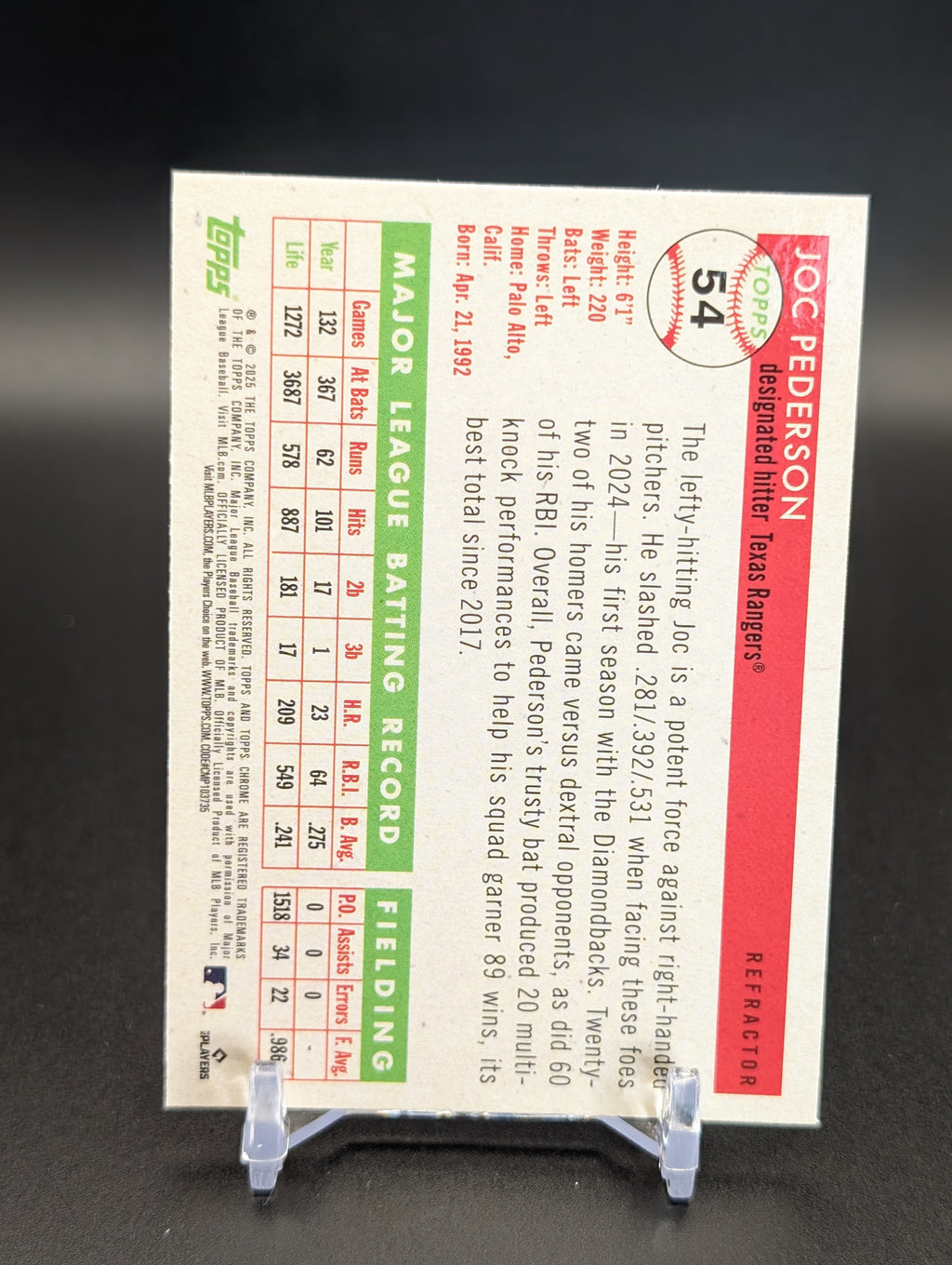 2025 Topps Chrome Platinum #54 Joc Pederson Refractors