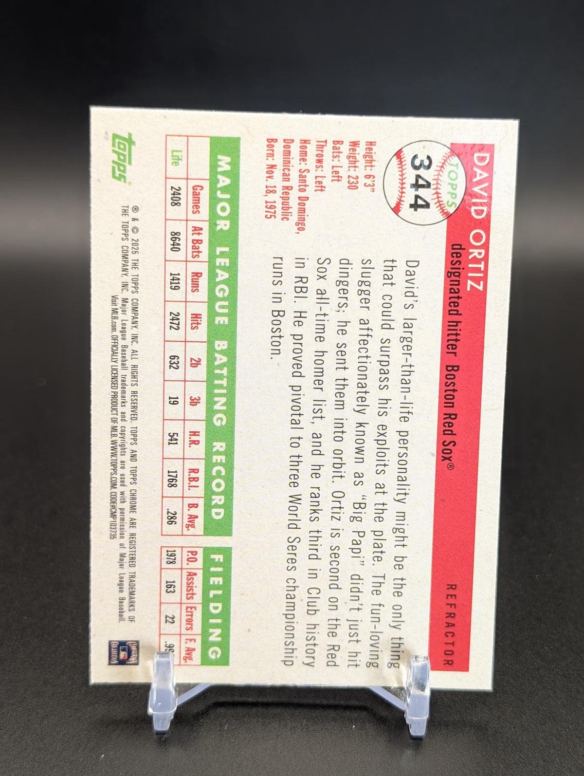 2025 Topps Chrome Platinum #344 David Ortiz Refractors
