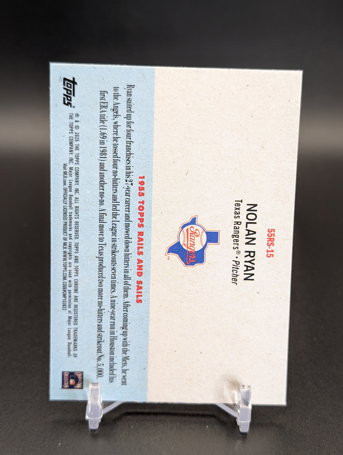 2025 Topps Chrome Platinum #55RS-15 Nolan Ryan 1955 Topps Rails and Sails