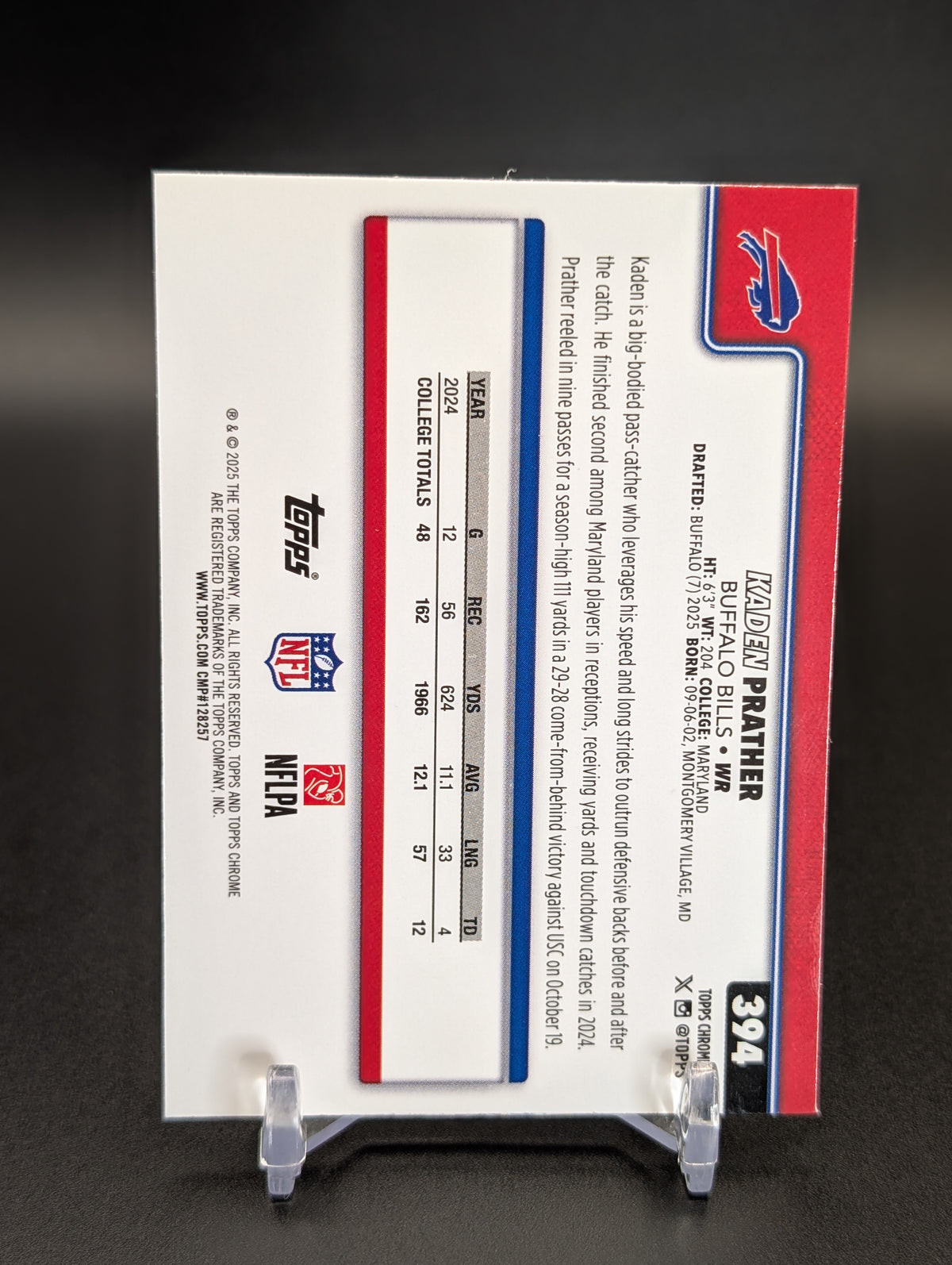 2025 Topps Chrome #394 Kaden Prather Lime Green X-Fractor