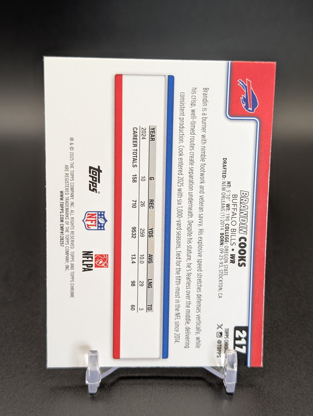 2025 Topps Chrome #217 Brandin Cooks X-Fractor