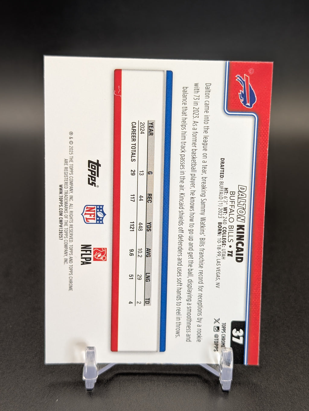 2025 Topps Chrome #37 Dalton Kincaid Hot Pink X-Fractor