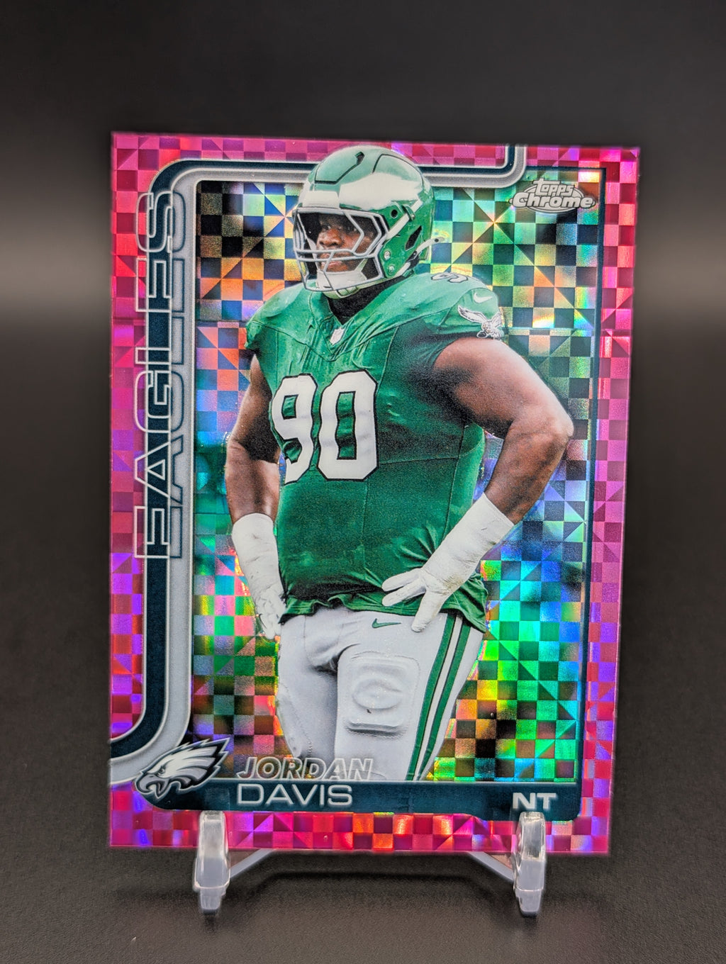 2025 Topps Chrome #249 Jordan Davis Hot Pink X-Fractor