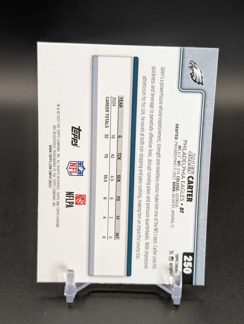 2025 Topps Chrome #250 Jalen Carter X-Fractor