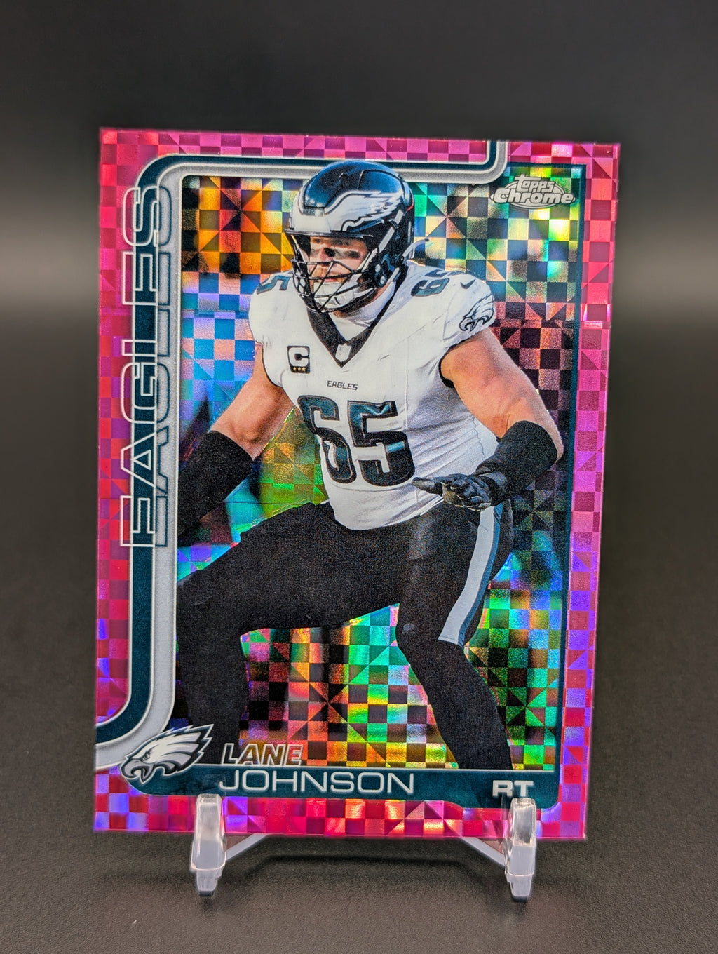2025 Topps Chrome #246 Lane Johnson Hot Pink X-Fractor