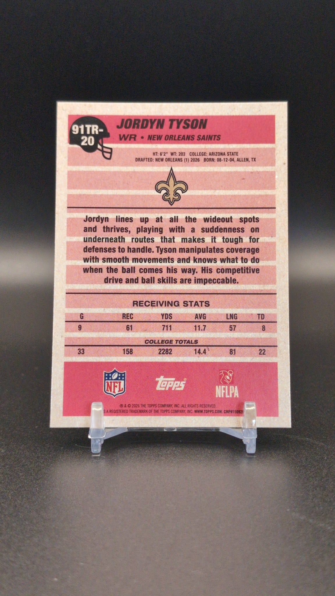 2026 Topps Flagship #91TR-20 Jordyn Tyson 1991 Topps Football Rookies