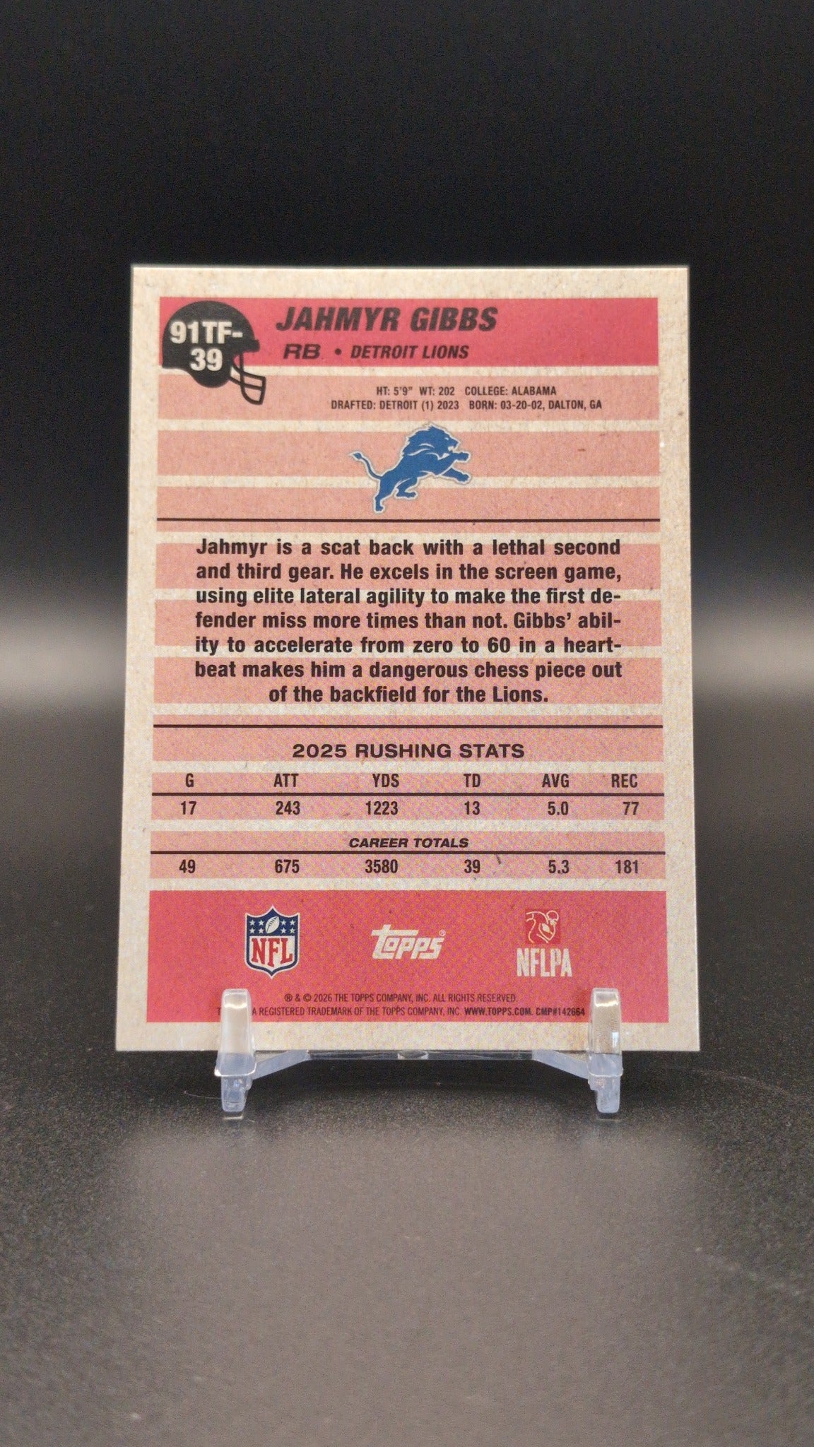2026 Topps Flagship #91TF-39 Jahmyr Gibbs 1991 Topps Football