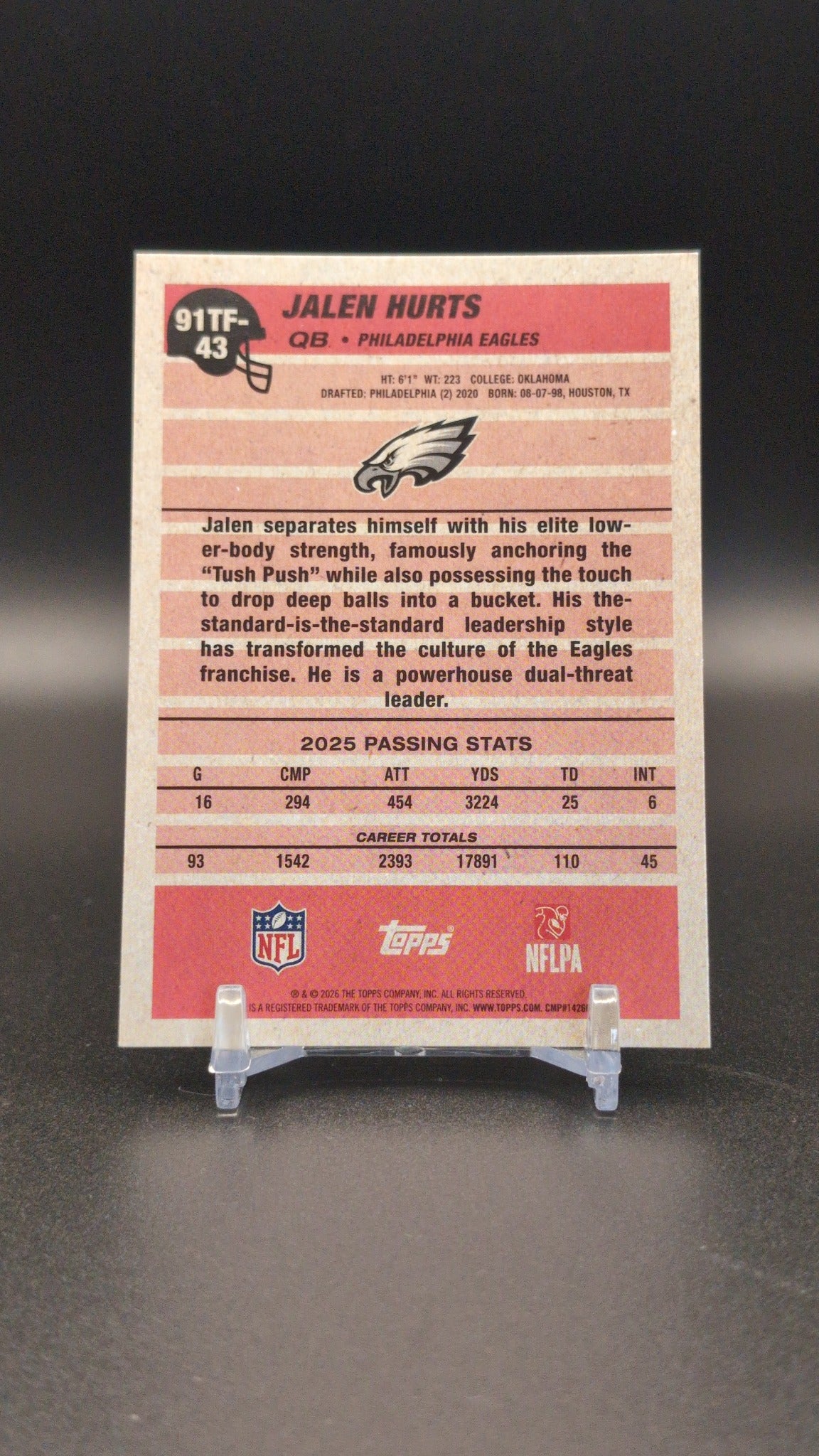 2026 Topps Flagship #91TF-43 Jalen Hurts 1991 Topps Football