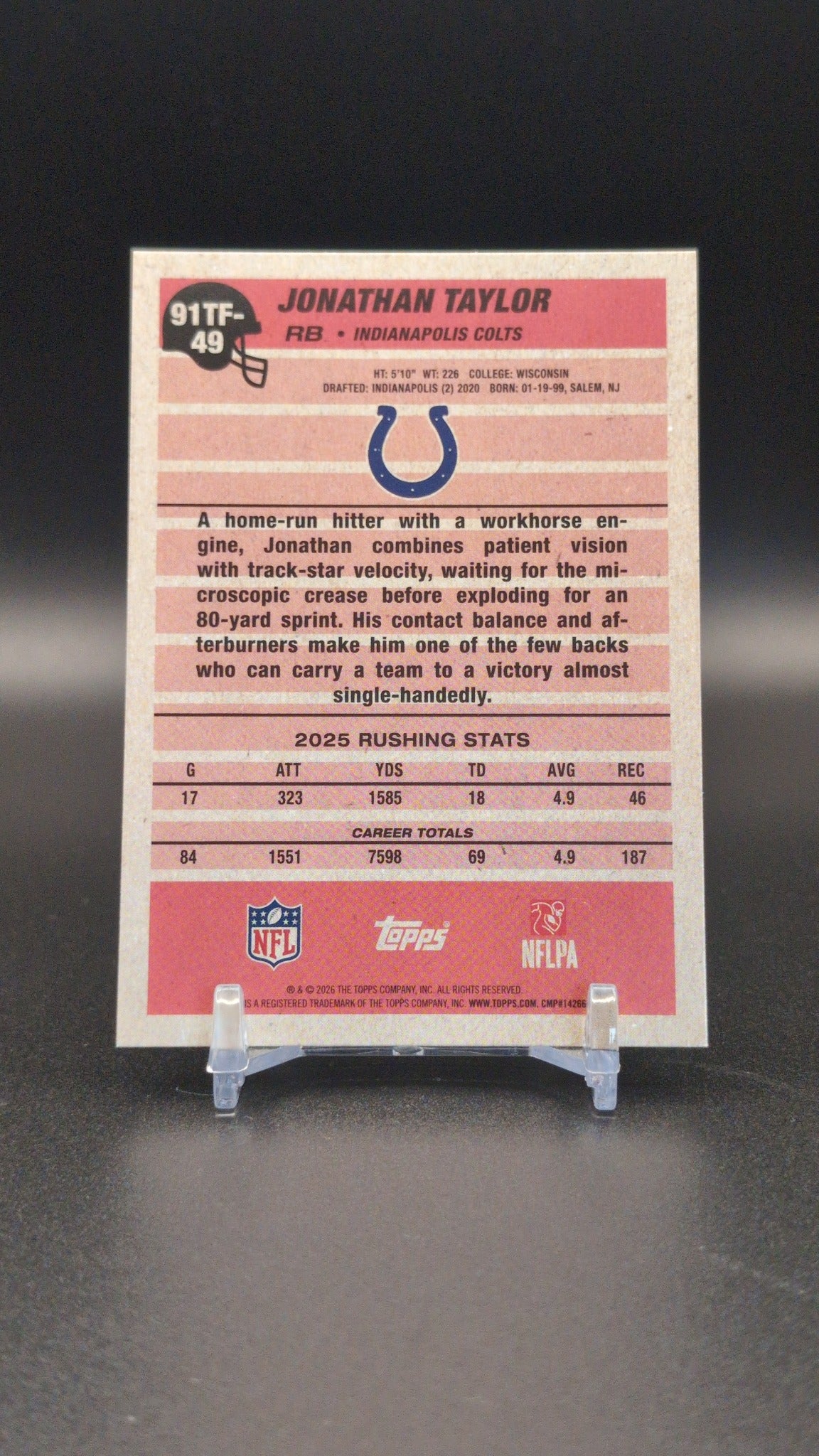 2026 Topps Flagship #91TF-49 Jonathan Taylor 1991 Topps Football