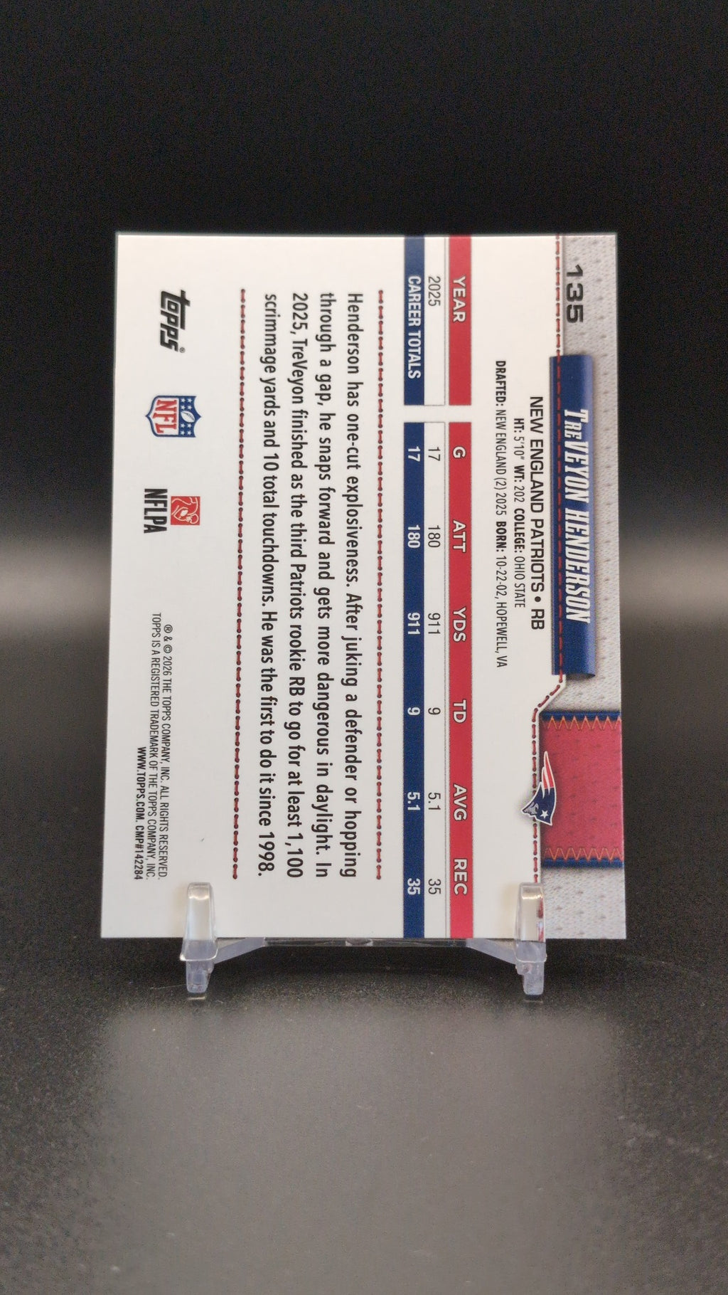 2026 Topps Flagship #135 TreVeyon Henderson