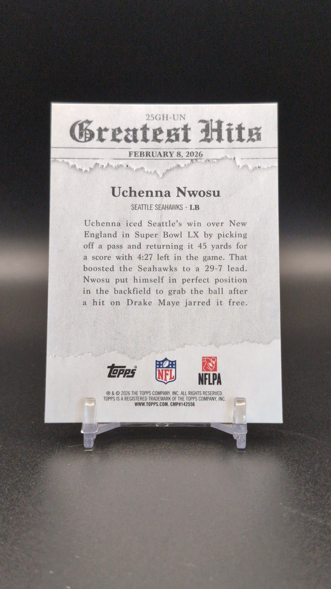 2026 Topps Flagship #25GH-UN Uchenna Nwosu 2025 Greatest Hits
