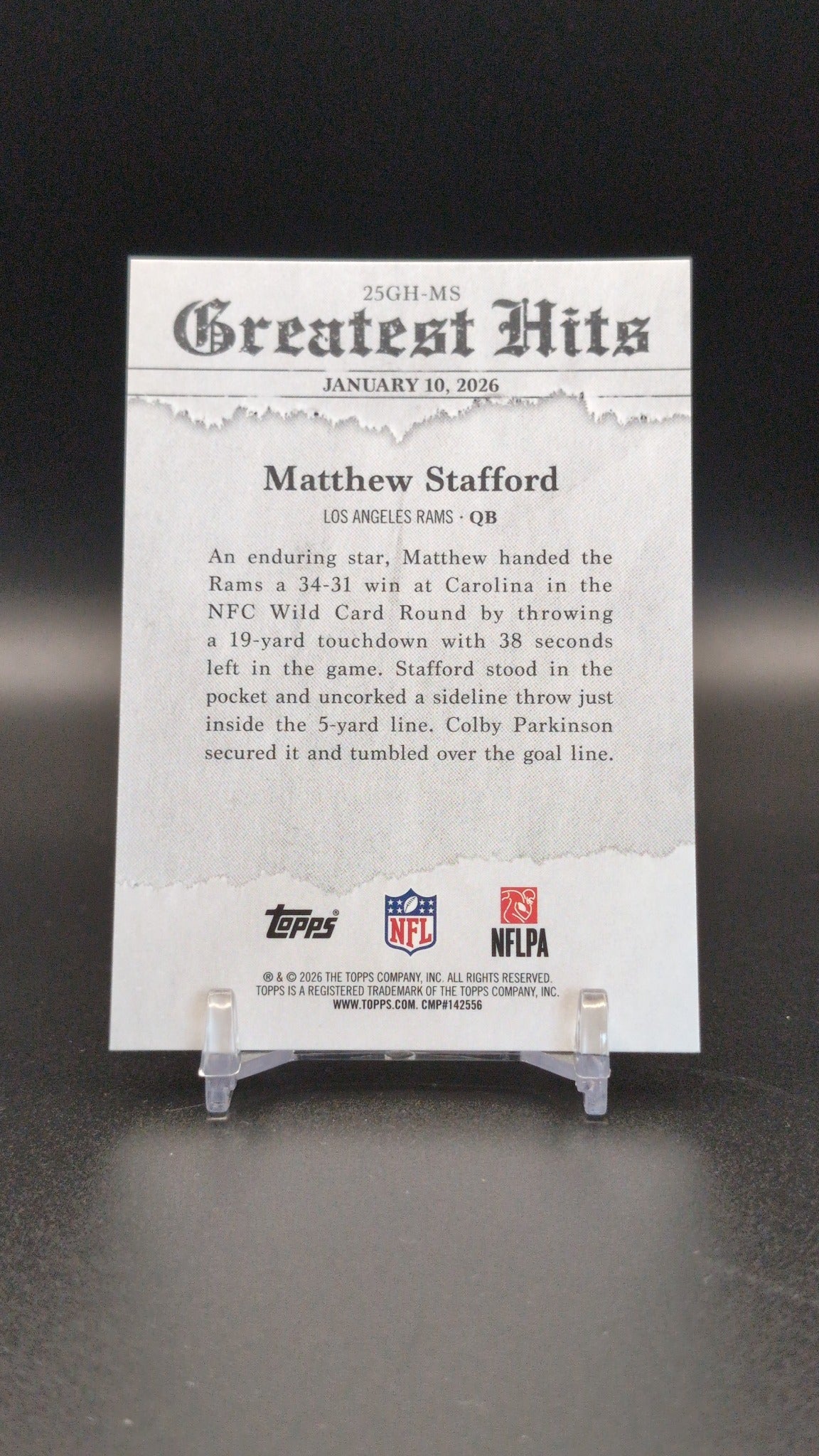 2026 Topps Flagship #25GH-MS Matthew Stafford 2025 Greatest Hits