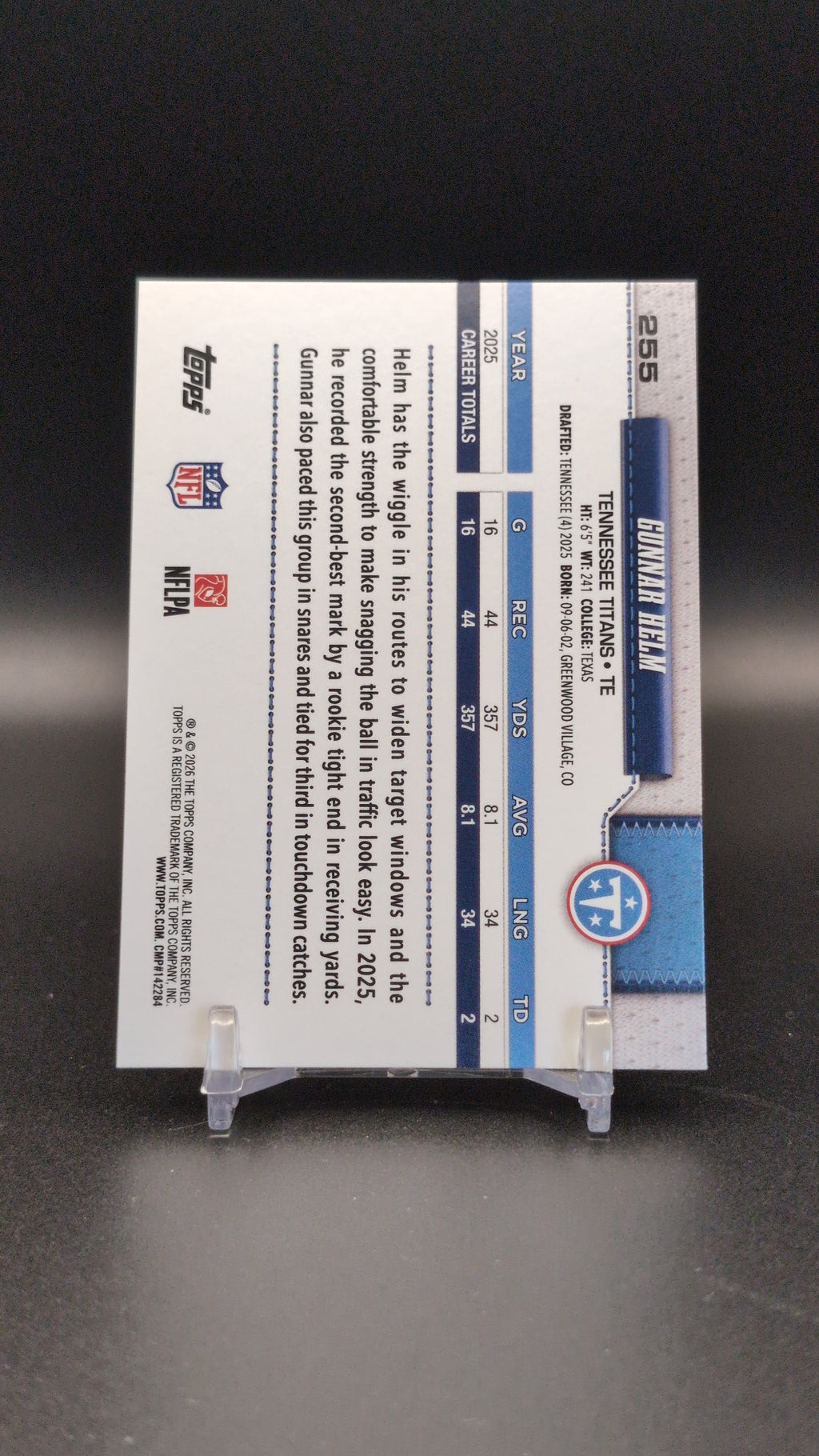 2026 Topps Flagship #255 Gunnar Helm Diamante Foil