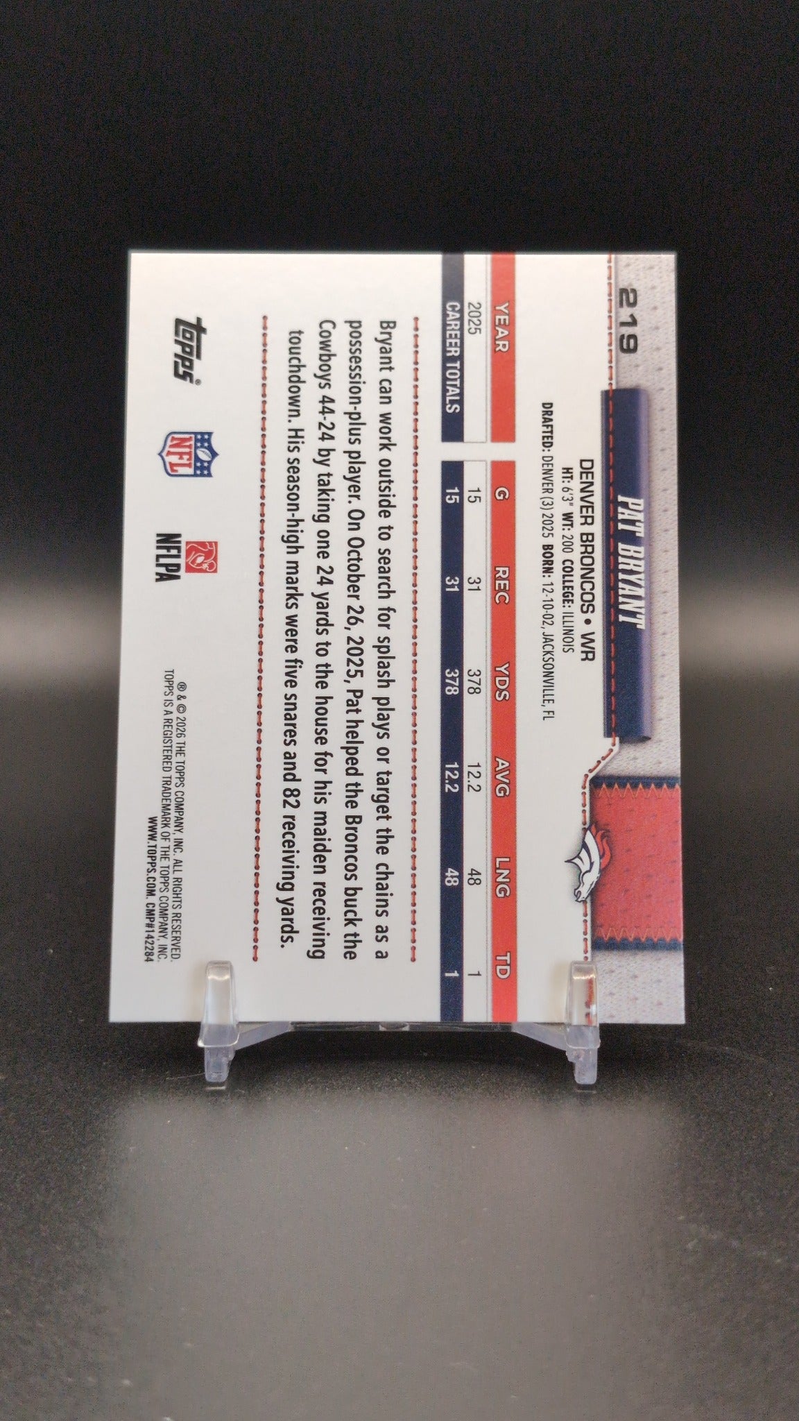 2026 Topps Flagship #219 Pat Bryant Diamante Foil
