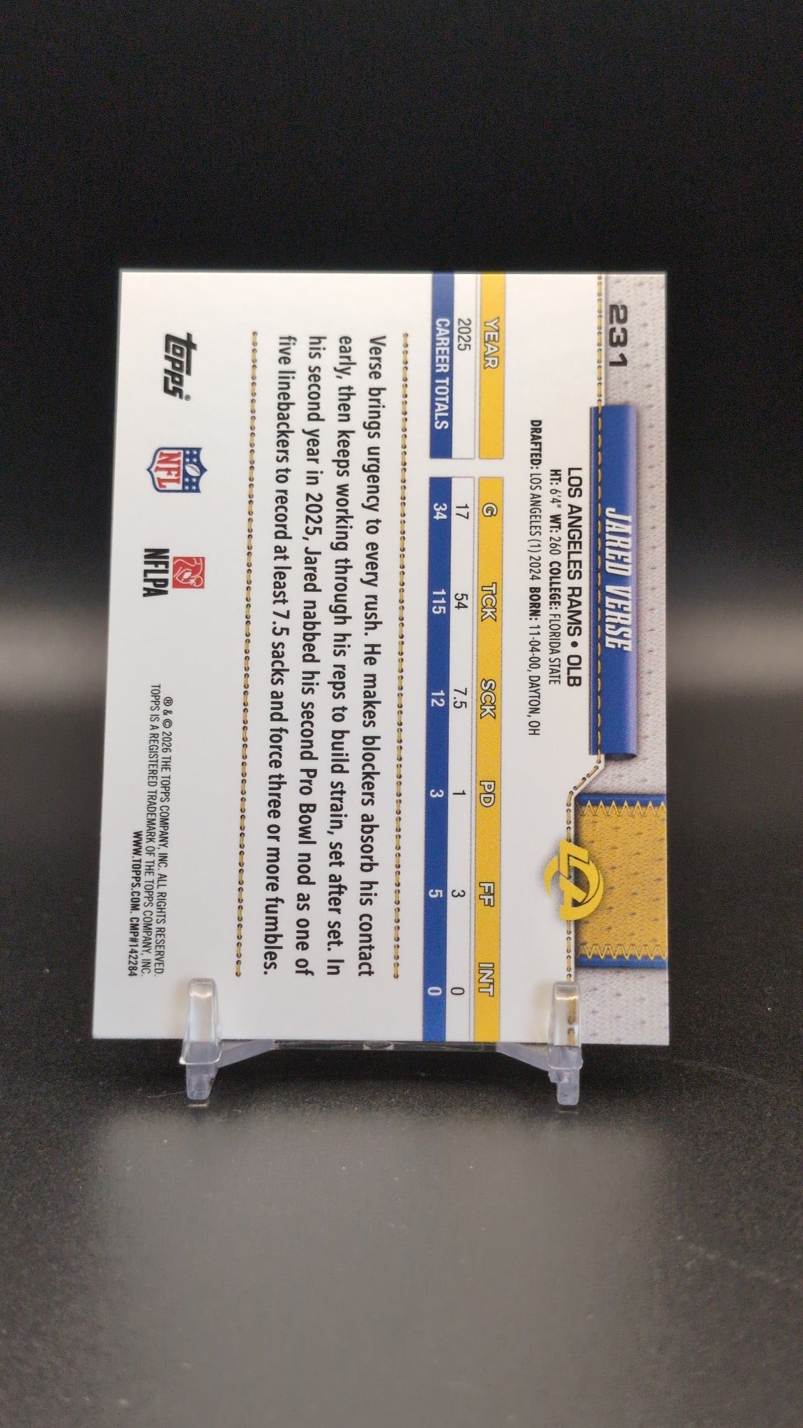 2026 Topps Flagship #231 Jared Verse Silver Crackle Foil