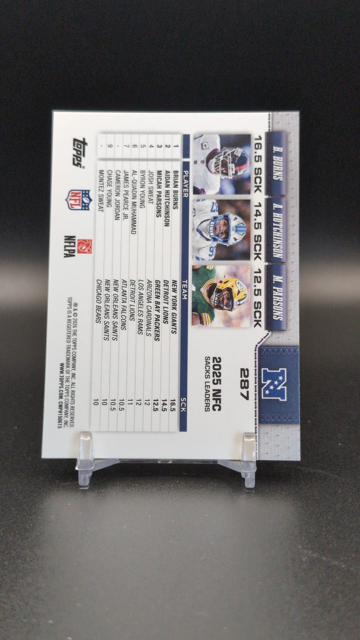 2026 Topps Flagship #287 NFC Sack Leaders Hutchinson Burns Parsons