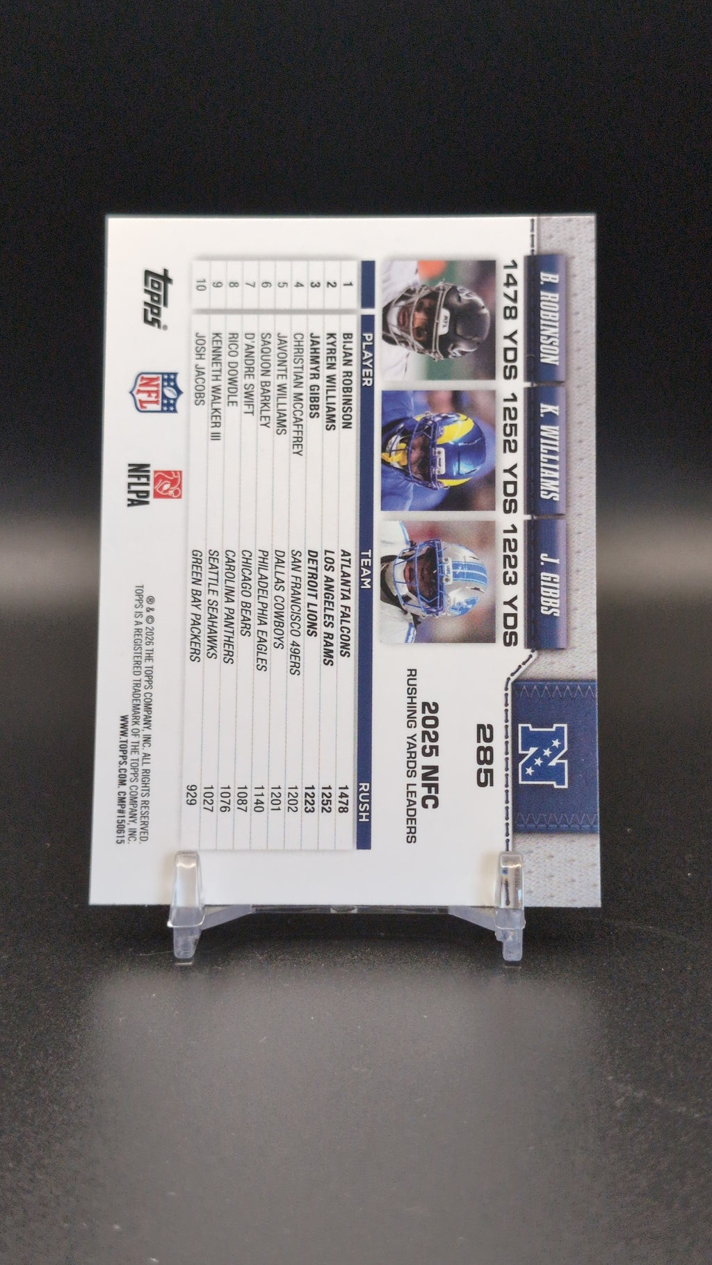 2026 Topps Flagship #285 NFC Rushing Leaders  Robinson Williams Gibbs
