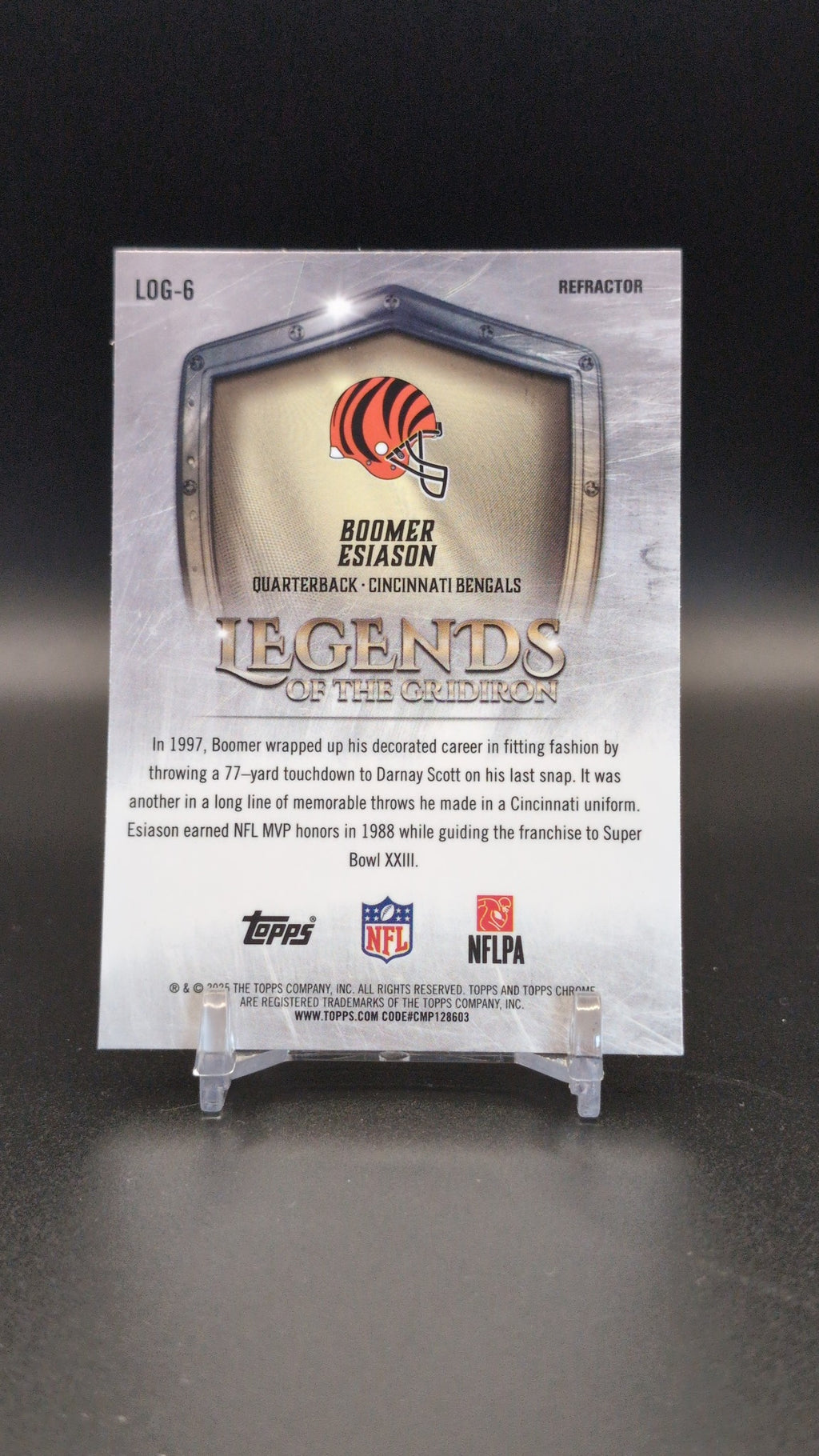 2025 Topps Chrome #LOG-6 Boomer Esiason Legends of the Gridiron Refractor