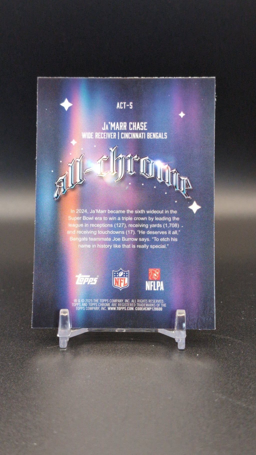 2025 Topps Chrome #ACT-5 Ja'Marr Chase All-Chrome Team Refractor