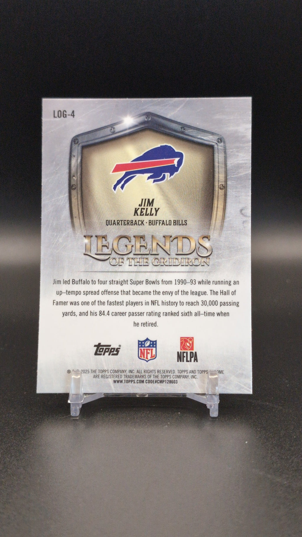 2025 Topps Chrome #LOG-4 Jim Kelly Legends of the Gridiron
