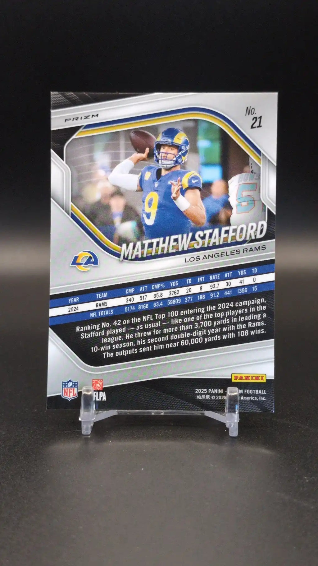 2025 Panini Prizm #21 Matthew Stafford Red White and Blue