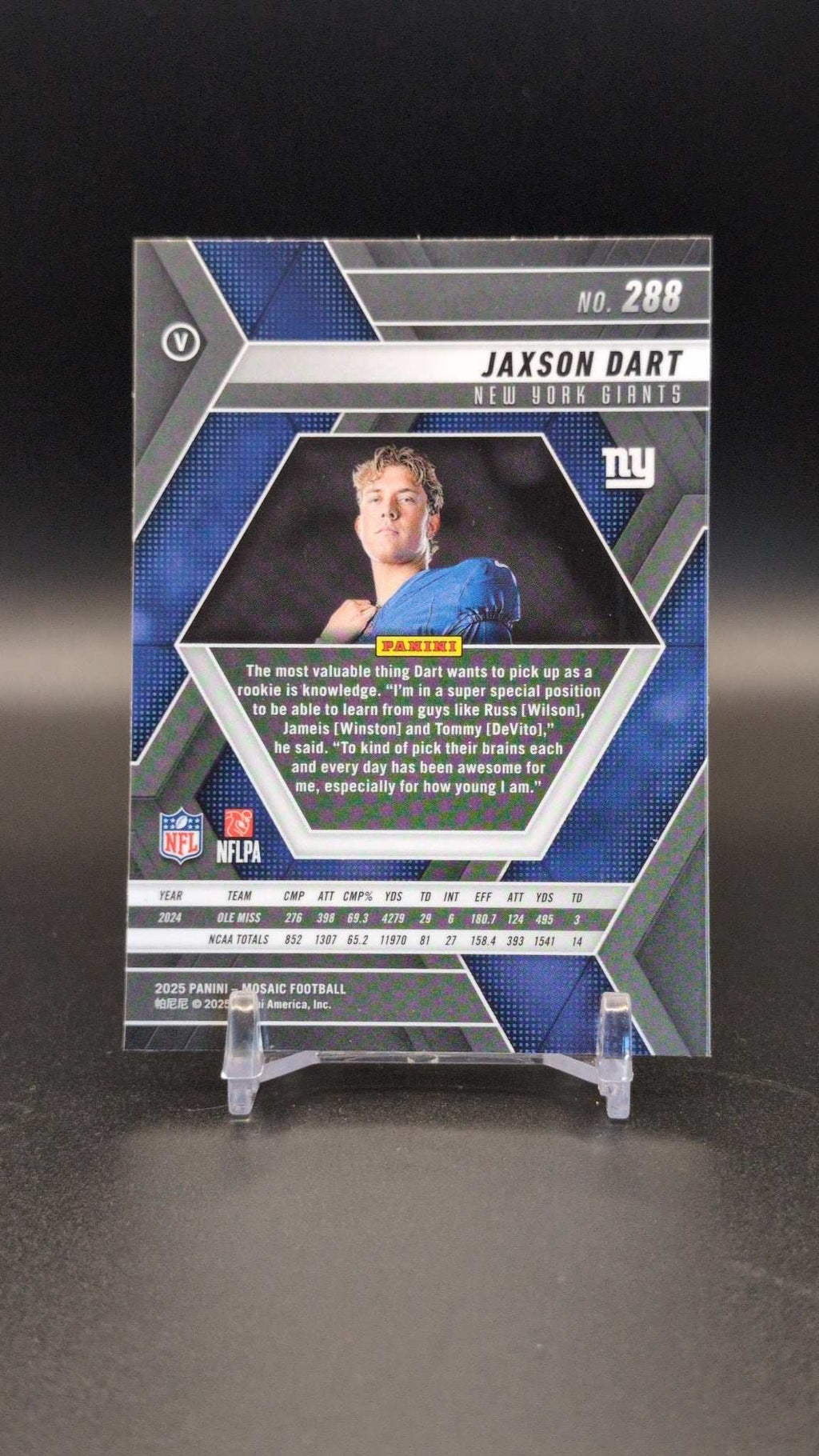 2025 Panini Mosaic #288 Jaxson Dart Variation RC