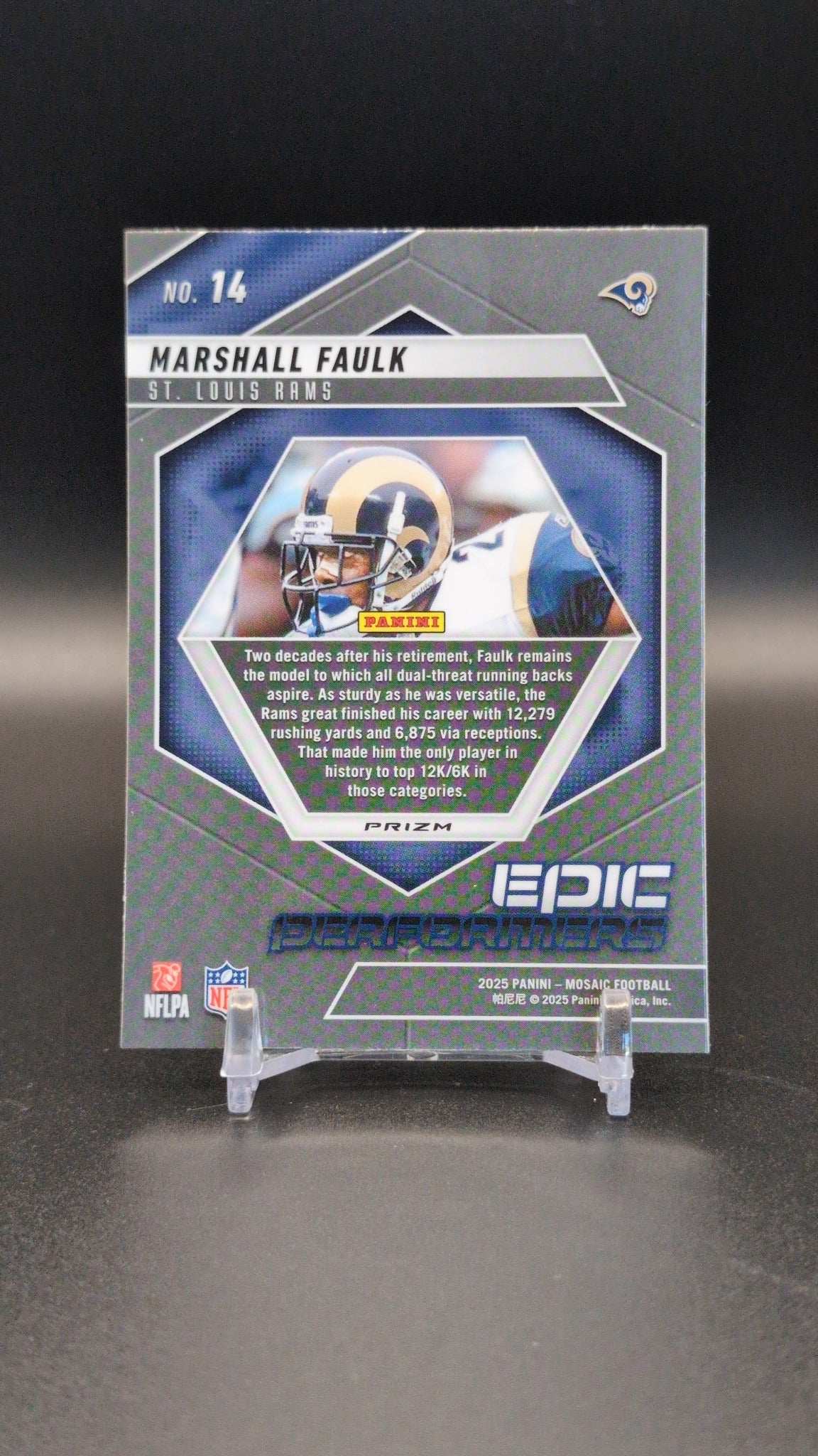 2025 Panini Mosaic #14 Marshall Faulk Epic Performers Mosaic Green