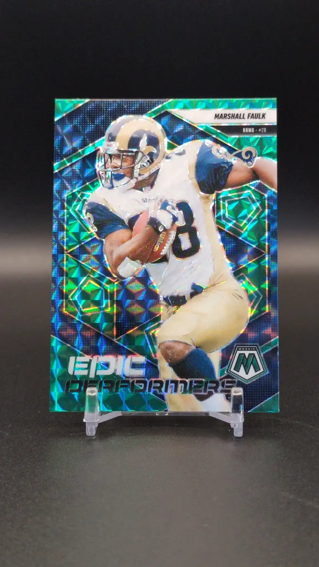 2025 Panini Mosaic #14 Marshall Faulk Epic Performers Mosaic Green