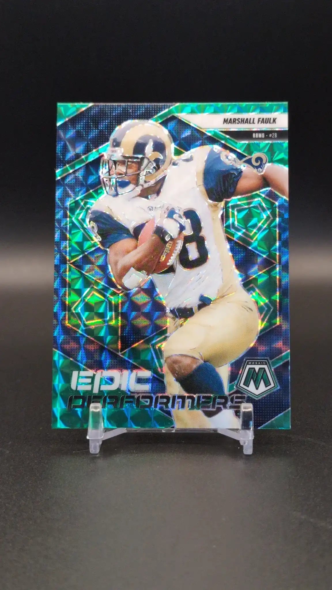 2025 Panini Mosaic #14 Marshall Faulk Epic Performers Mosaic Green