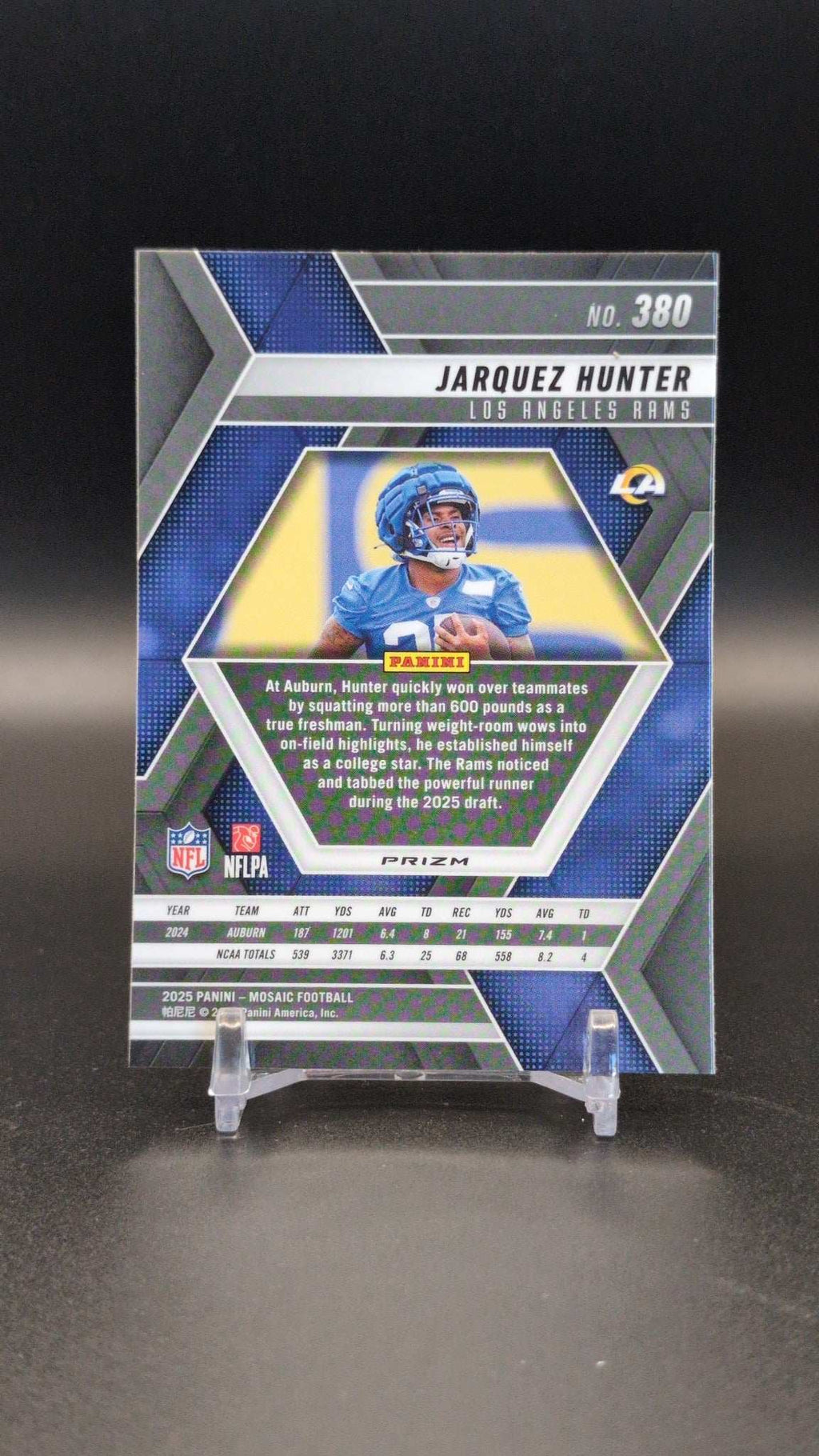 2025 Panini Mosaic #380 Jarquez Hunter Mosaic Camo Pink