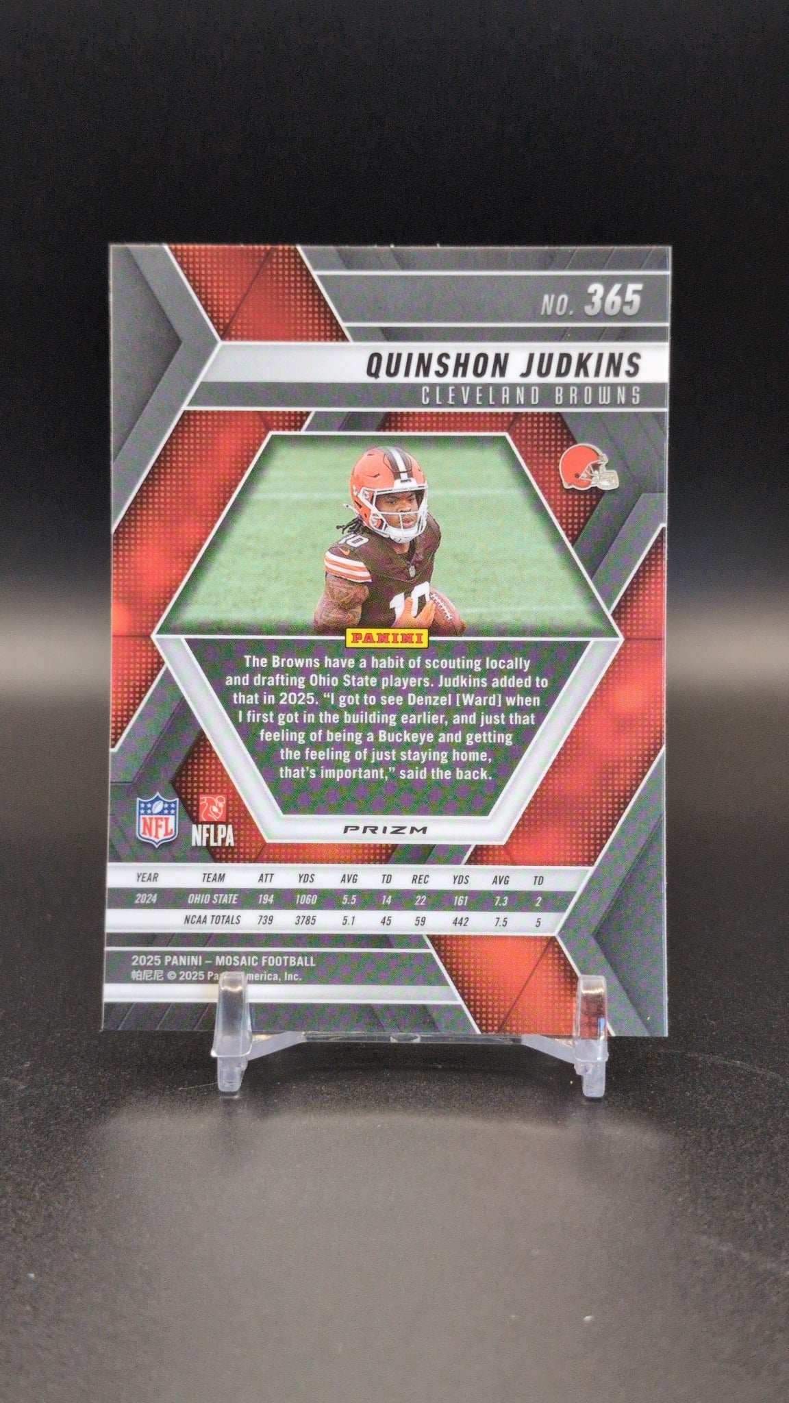 2025 Panini Mosaic #365 Quinshon Judkins Mosaic Green