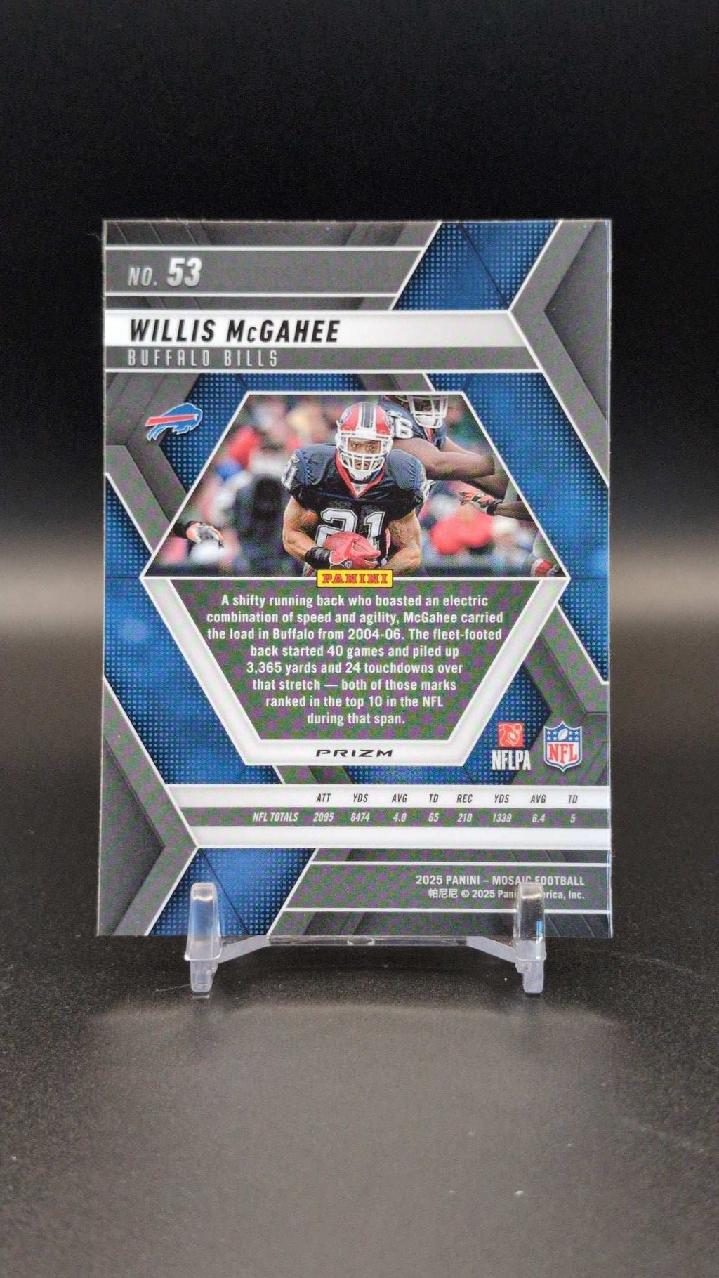 2025 Panini Mosaic #53 Willis McGahee Mosaic Camo Pink