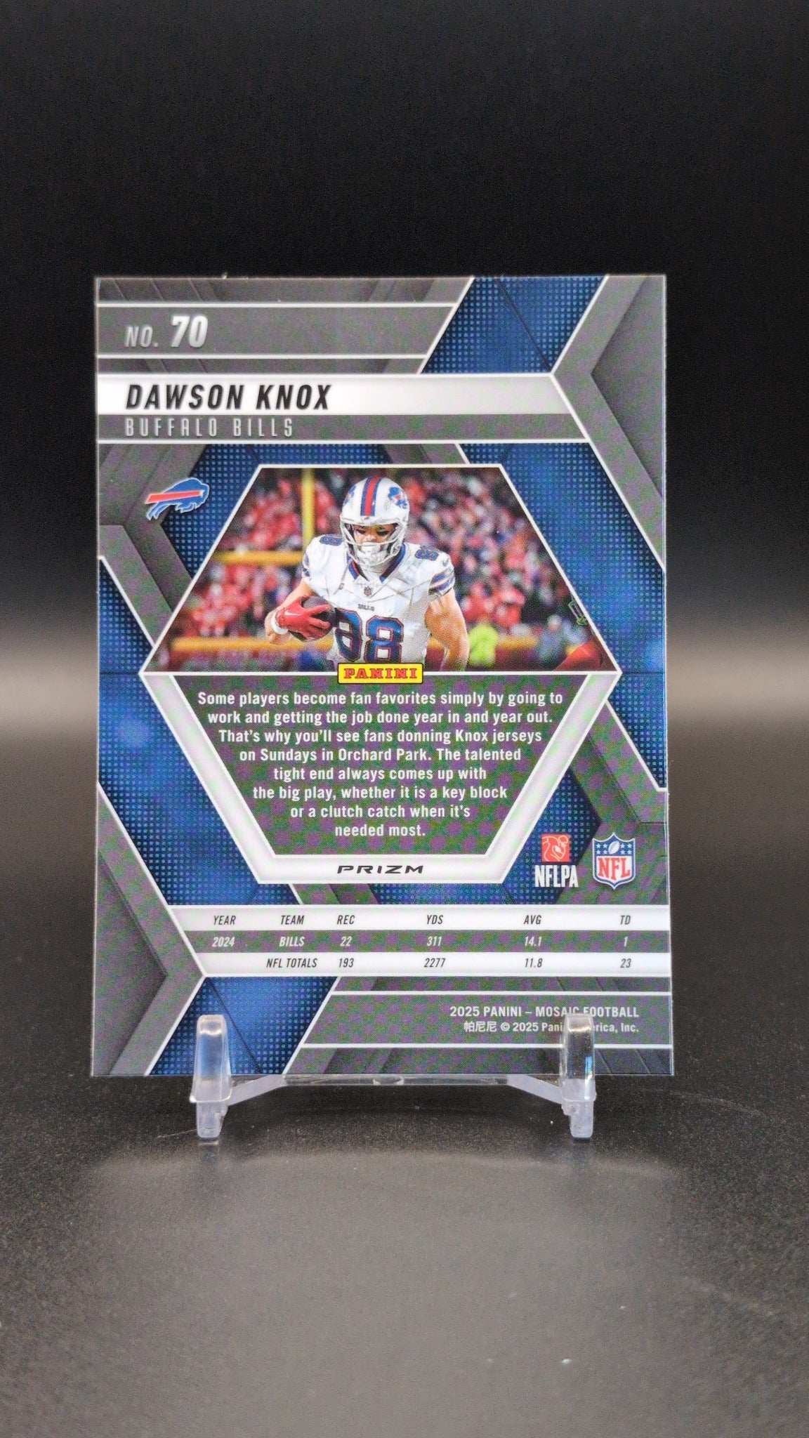 2025 Panini Mosaic #70 Dawson Knox Silver