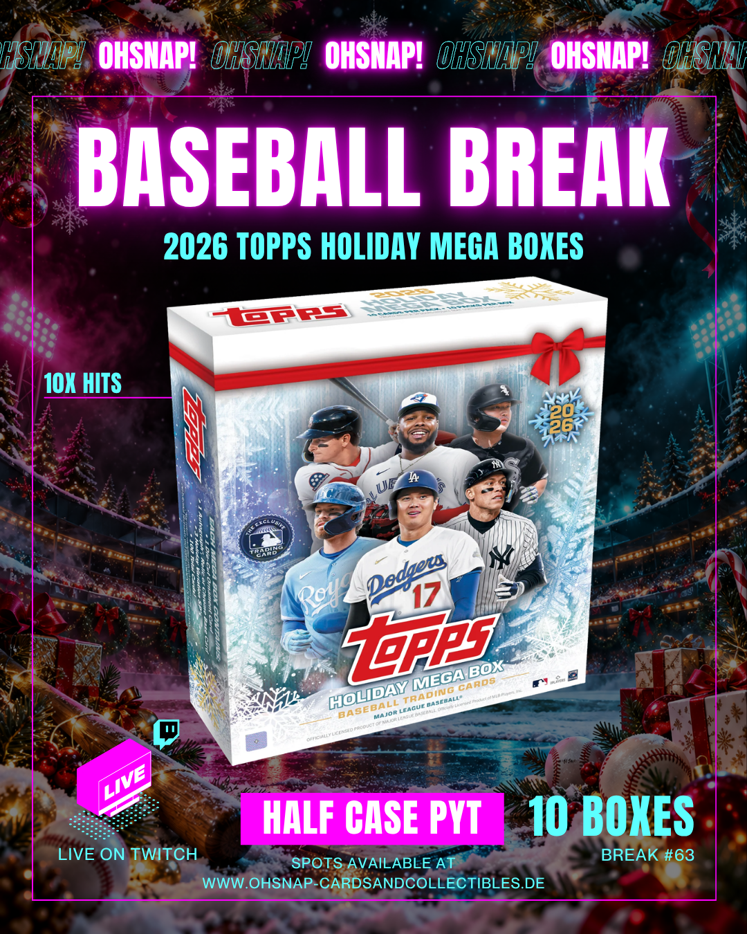 COMMING SOON #63 Baseball Half Case Break PYT | 10x 2026 Topps Holiday Mega Box